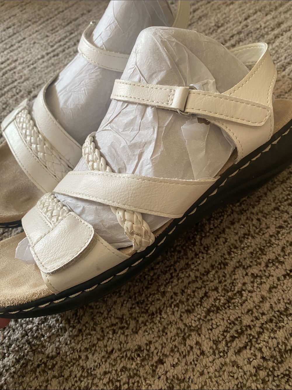 croft & barrow Creamy Ivory Braided Strap Adjustable Sandals 8.5 - Picture 3 of 4